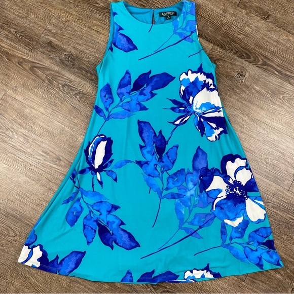 Lauren Ralph Lauren Dresses & Skirts - Lauren Ralph Lauren Dress Women Size 6 Blue Floral Mini Lined Keyhole Top Back